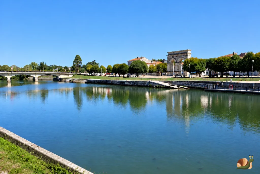 Vue sur la Charente et le centre historique de Saintes